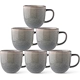 AmorArc 12oz Coffee Mugs, Ceramic Coffee Mugs set of 6 for Man, Woman, Dad, Mom, Modern Coffee Cups with handle for Latte/Cappuccino/Milk/Cocoa. Dishwasher&Microwave Safe, Reactive Glaze