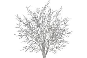 GNFLUS 30.7" Christmas Sticks Glitter Stems, 5Pcs Artificial Spray Leaf Picks Tall Winter Branches for Christmas Tree DIY Xmas Wreath Garland Arrangment Vase Bouquets Table Centerpieces Decoration Silver