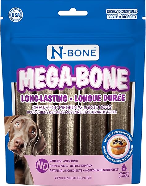 N-BONE MEGA-BONE LONG-LASTING DOG CHEWS, BLUEBERRY PUMPKIN MUFFIN...