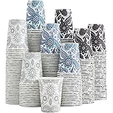 Clawsoff [300 Pack 8 OZ Paper Cups, Disposable Coffee Cups 8 oz Hot/Cold Colourful Beverage Drinking Cups for Office Party Home Picnic (Paisley)