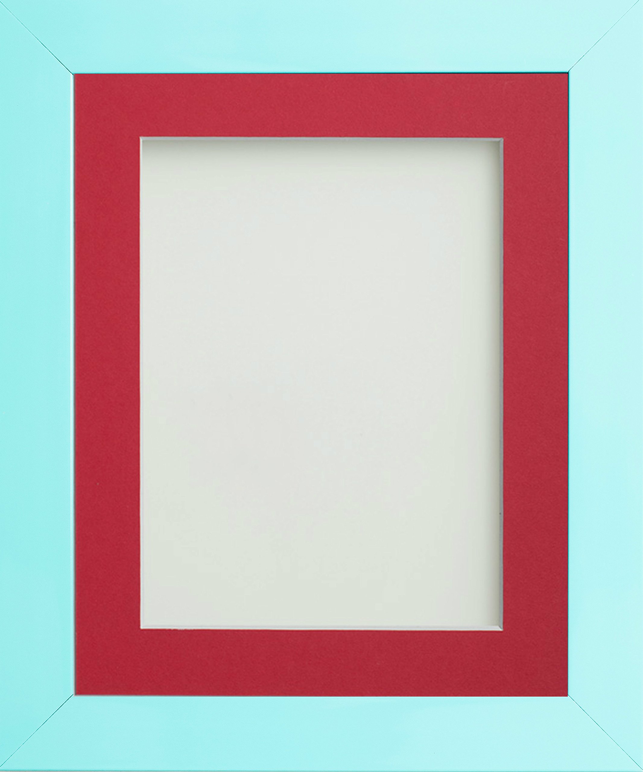Frame Company Candy Range Aqua Blue 9x7 Frame With Red Mount for image size 8x6 inches