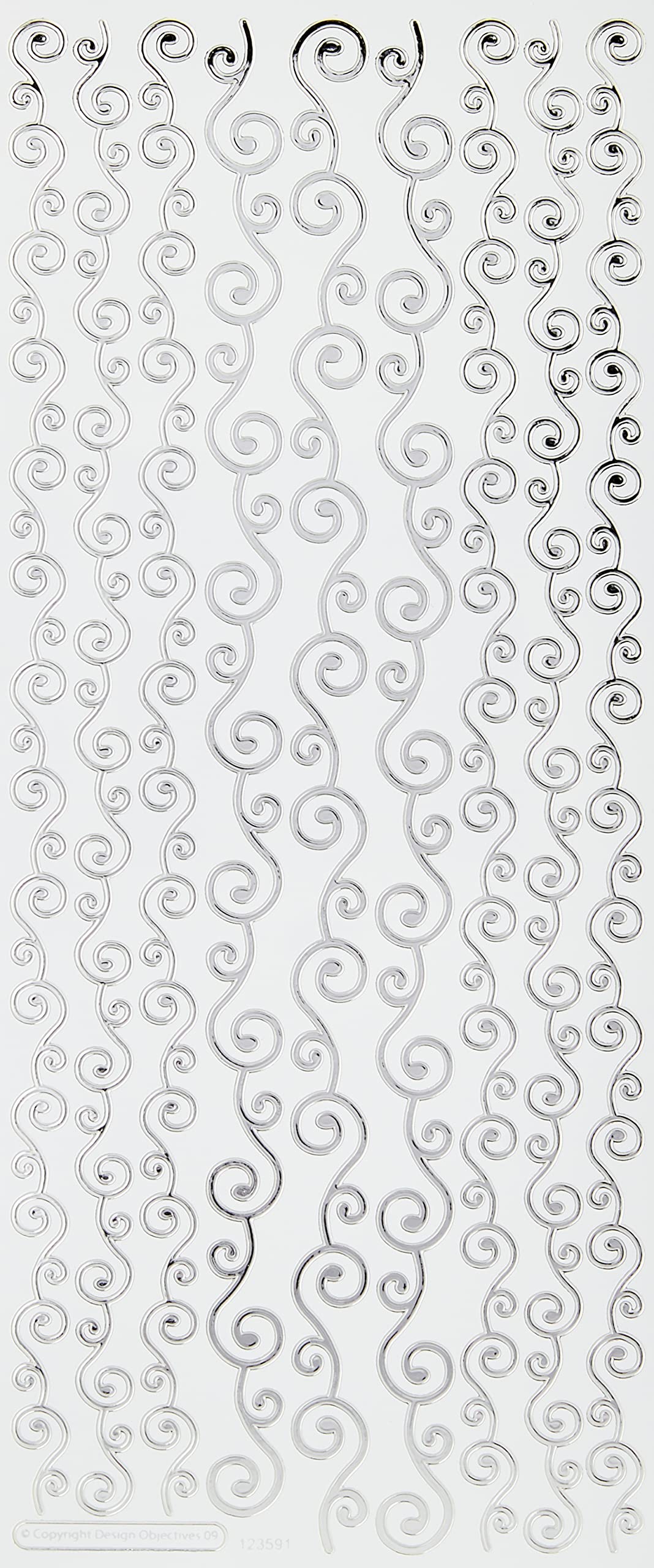 Anitas Outline Stickers, Border, Silver on White, For Scrapbooking, Card Making, Kids Play, Homework, Art, Craft, Embelish, Decorative, Paper, Card, Glass, Metal, Plastic, Foam