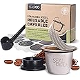 SEAL POD Refillable Coffee Capsules – Stainless Steel Refillable Pods Compatible with Nespresso Original Machines- Eco-Friendly Reuse Espresso filters – Pack of 1 Coffee Pod, 100 Lids