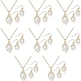 OTTFF Dainty Bridesmaid Jewelry Set for Women 1-4-6-8 Sets 18K Gold & Rose Gold & Silver Plated Pave Rhinestone With Crystal Necklace Earrings Set for Wedding Gift