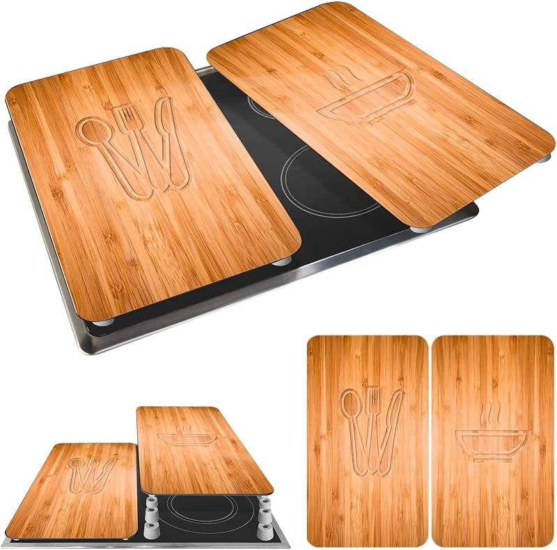 Placas protectoras para cocina Mod Almuerzo, ajustable en altura para todo tipo de cocinas, tabla de cortar y protector contra salpicaduras, vidrio, 30 x 52 cm, juego de 2