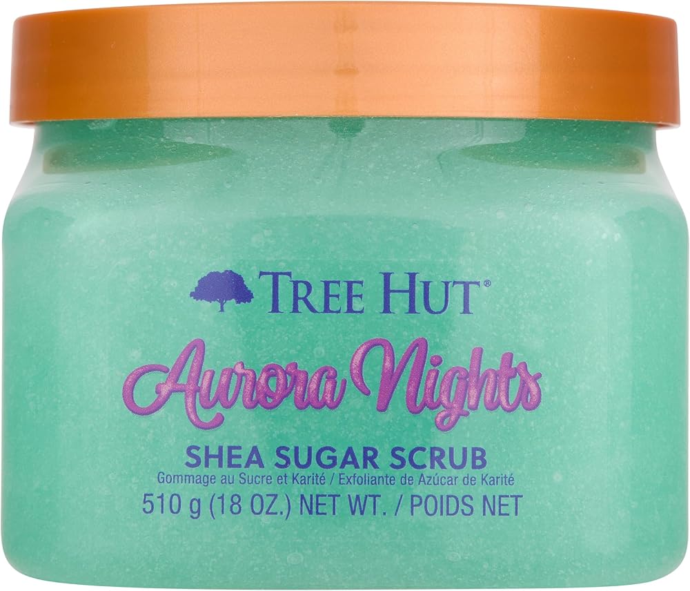 Tree Hut Shea Sugar Scrub, Aurora Nights, 18 oz | Exfoliating, Hydrating & Moisturizing Body Scrub with Shea Butter & Nourish