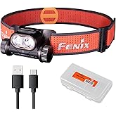 Fenix HM65R-T V2.0 Running Headlamp, 1600 Lumen White Light and Warm White Dual Beams, USB-C Rechargeable, Lightweight Long Runtime for Trail Running, with Organizer (Black)