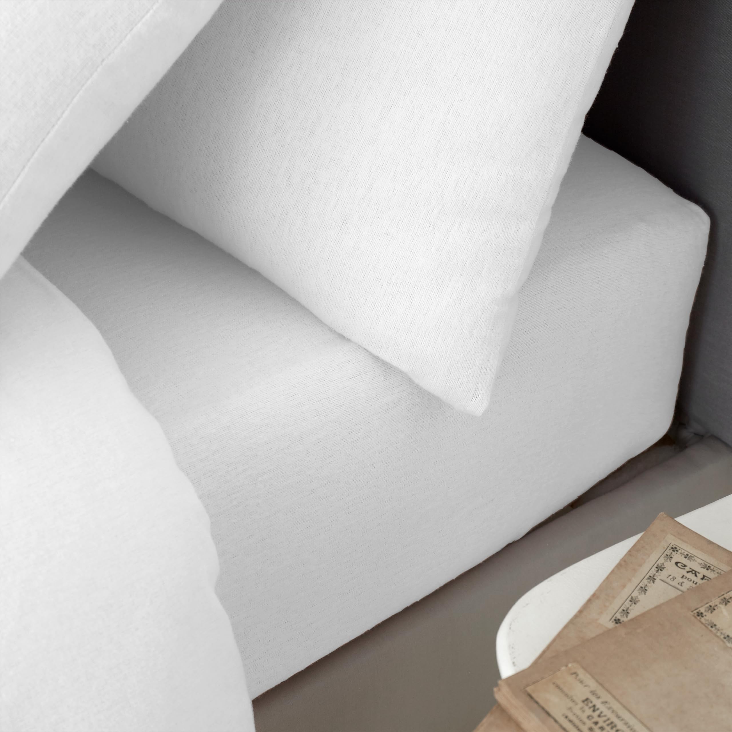 Catherine Lansfield Brushed Cotton Double Fitted Sheet, Flat Sheet and Pillowcase Pair Pack White