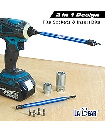 LABEAR - 1/2"x8", 2-in-1 Impact Bit and Socket