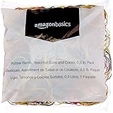Amazon Basics Assorted Size and Color Rubber Bands, 0.5 lb.