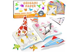 MOBYKE 238 Sheets Origami Paper, Oragami kit for Kids ages with 54 Patterns Projects, Double Sided Colored Blank Orgami Bulk Folding Book, Square Craft Patterned Papers Gift Set for Beginners Boy Girl
