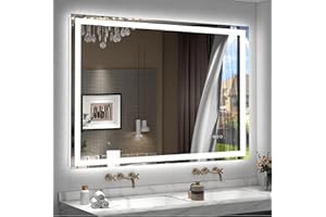 ODDSAN 48x40 inch Large LED Mirror for Bathroom, Lighted Vanity Mirror for Wall, Dimmable, Anti-Fog, Shatter-Proof, ETL Listed (Front Lights + Backlit)