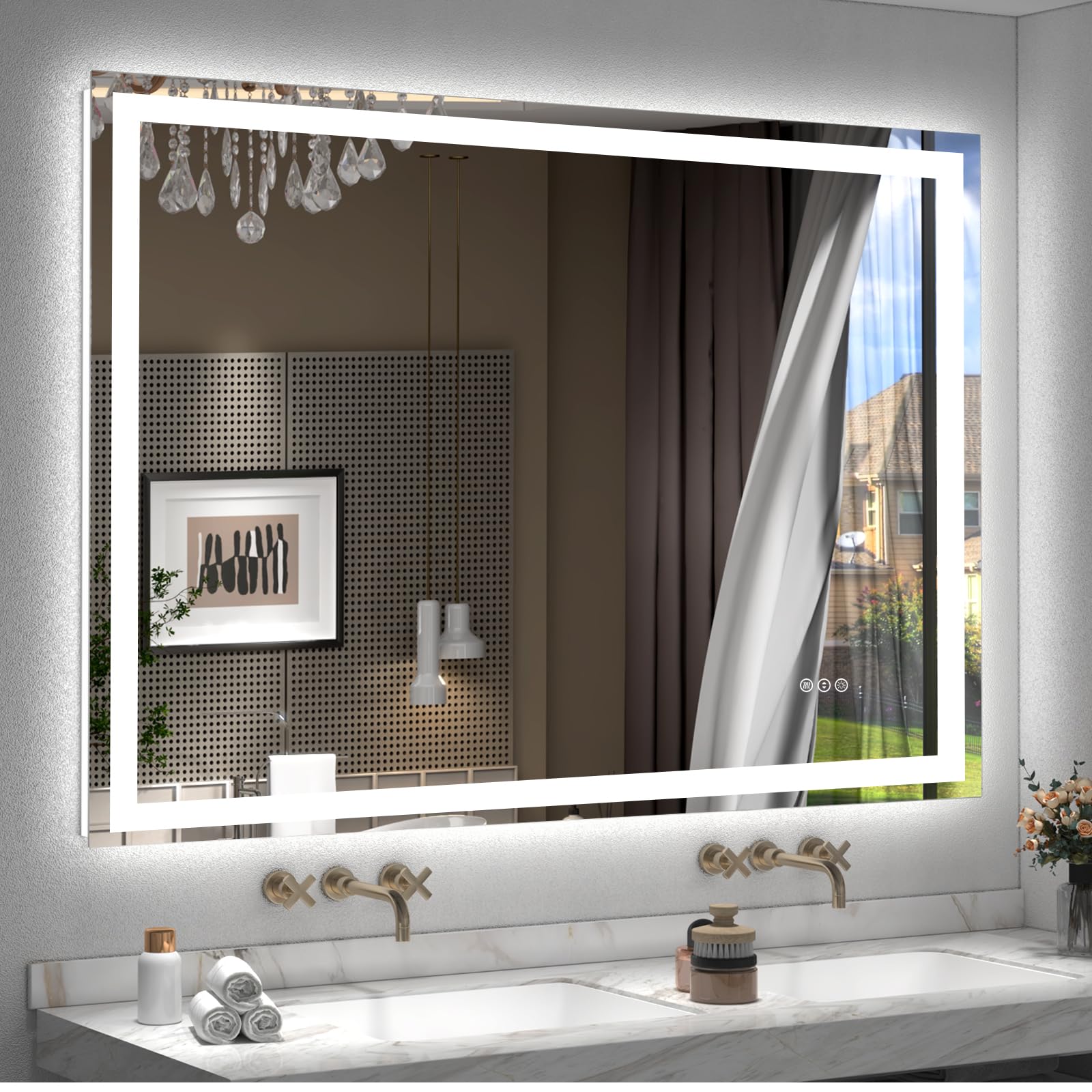 Photo 1 of ***MINOR SCRATCHES SEE PHOTO
ODDSAN 48x40 LED Mirror for Bathroom, Lighted Vanity Mirror for Wall, Dimmable, Anti-Fog, Shatter-Proof, ETL Listed (Front Lit + Backlit)