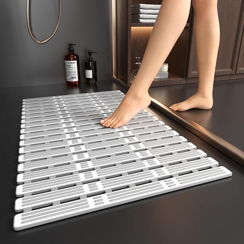 XIYUNTE Shower Mat Non Slip 68x40cm Anti Mould Grey
