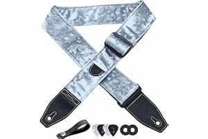 YIKOKO Guitar Strap 2" for Bass, Electric and Acoustic Guitars, Free Strap Button, Strap Locks and Guitar Picks