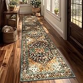 Yamaziot Washable Runner Rug, 2x10 Non-Slip Boho Vintage Hallway Rug Runner with Rubber Backing, Stain Resistant Distressed Carpet Runner for Bedroom, Kitchen, Laundry, Entrance