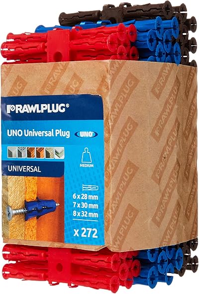 Rawlplug 68-635 Uno Plug Clip Pack 272 Red Brown Blue Zig Zag Expansion Wall