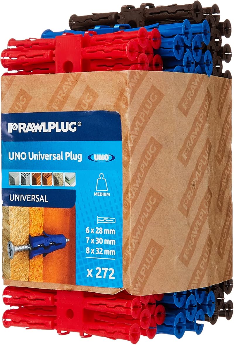Rawlplug 68-635 Uno Plug Clip Pack 272 Red Brown Blue Zig Zag Expansion Wall
