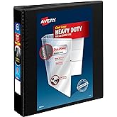 Avery Heavy-Duty View 3 Ring Binder, 1.5" Slant Rings, 1 Black Binder | For Heavy School, Home and Office Use, DuraHinge Tear-Resistant Spine, DuraEdge Split-Resistant Sides, Four Storage Pockets