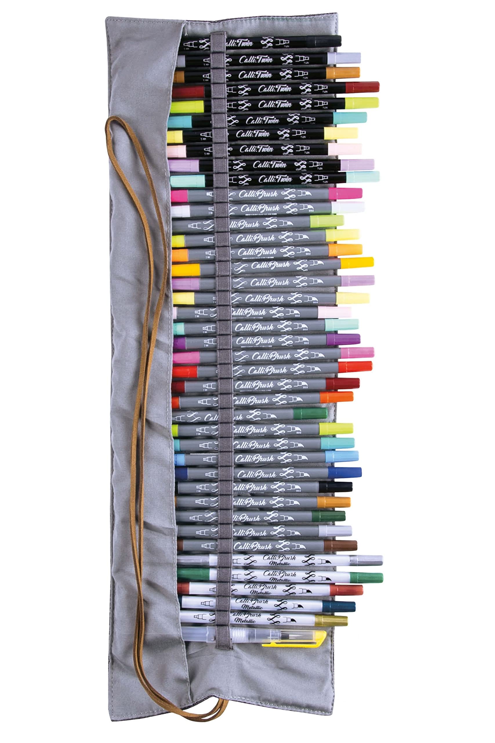Online 40+1 Hand Lettering Set, Colourful Calli.Brush & Calli.Twin Brush Pens, Waterbrush Pen for Watercolour, Calligraphy Set in Roll Pouch Gift Packaging, Bullet Journal Pens — image 1