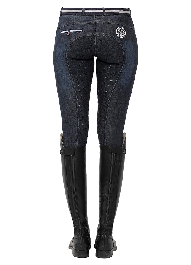 SPOOKS Reithose für Damen Mädchen Kinder, Jeansreithose Reithosen Leggings Turnierreithose - Lucy Full Grip Jeans - XXS - XL