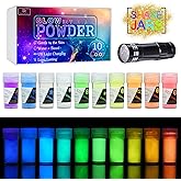 10 Color Glow In The Dark Pigment Powder with UV Lamp - Epoxy Resin Luminous Powder for Slime Kit,Skin Safe Long Lasting Self Glowing Dye for DIY Nail Art,Acrylic Paint,Fine Art, 0.7oz Each(Total 7oz)