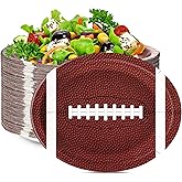 50pcs Large Football Food Plates, 12.5 x 10 inch Football Paper Food Tray, Disposable Bowls, Nacho Trays, Oval Tray for Sports Event, Gameday, Carnivals, Birthday, Party Decor (12.5 x 10 in)