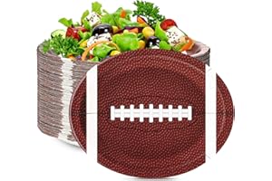 GiftPioneer 50pcs Large Football Food Plates, 12.5 x 10 inch Football Paper Food Tray, Disposable Bowls, Nacho Trays, Oval Tray for Sports Event, Gameday, Carnivals, Birthday, Party Decor