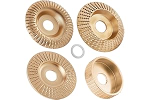 Loyala 4PCS Angle Grinder Wood Carving Disc Set for 4" or 4 1/2" with 5/8" Arbor, Grinding Wheel Shaping Disc for Wood Cutting, Grinder Cutting Wheel Attachments