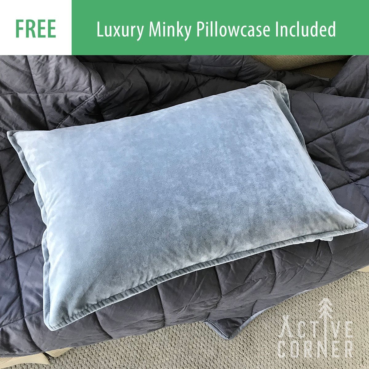 Active Corner 12 lb Weighted Blanket for Adults and Kids with Free Minky Pillowcase | Large 60” x 80” Surface | Heavy Blanket for Natural Relief from Anxiety and Stress, Promotes Better Sleep