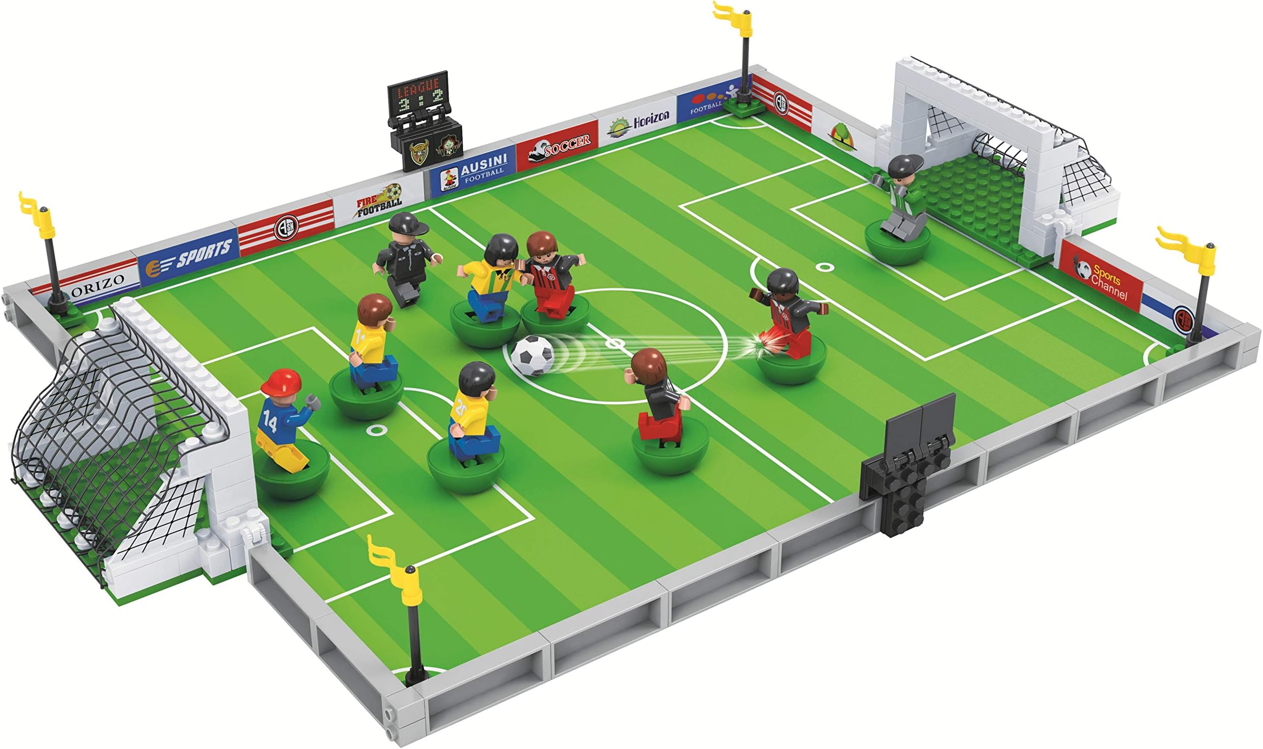 ETINELA Soccer,Practice Match,Football Field,Building Set,Footballer,Referee,9pcs Minifigures Figure,Sport Soccer Game Playable City Pitch