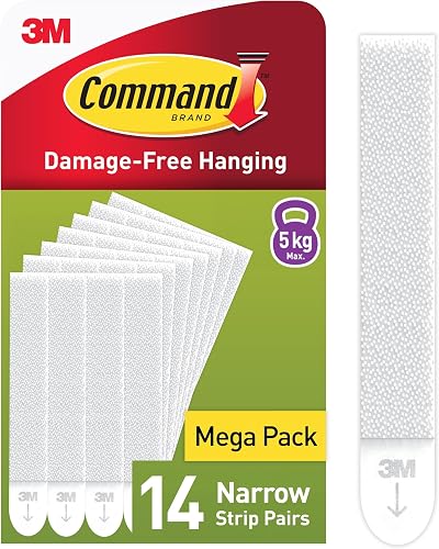 Command Picture Hanging Strips Narrow Value Pack 14 Pairs 28 Strips White