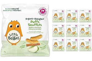 Little Bellies Organic Apple & Cinnamon Puffs Baby Snack (Pack of 7 x 12g Individual Packs)