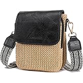 Ambistra Faux Straw Small Summer Purse RFID Crossbody Bags for Women Raffia Woven Phone Bag for Hawaiian Beach Travel Cruise