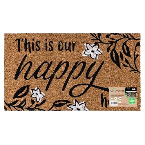 JVL Eco-Friendly Latex Backed Coir Entrance Doormat, 40x70cm - Our Happy Home