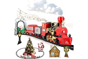 AUSTRAES Train Set Kids Electric Train Set, Toy Train with Smoke, Light and Sounds, Train Toy for Ages 3 4 5 6 7 8+ Years Old Boys Gifts Christmas Train Set Model, Black