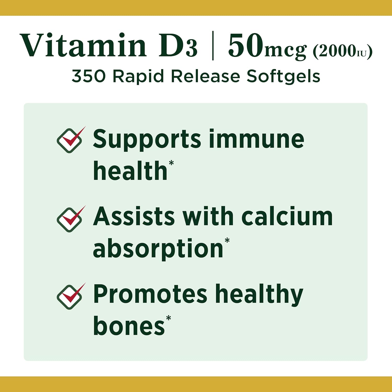 Vitamin D by Nature’s Bounty for Immune Support. Vitamin D Provides Immune Support and Promotes Healthy Bones. 2000IU, 350 Softgels: Health & Personal Care