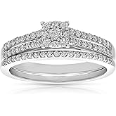 VIR JEWELS 1/2 cttw Diamond Cluster Wedding Engagement Ring Set 14K White Gold Bridal