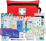 General Medi 150 Pieces Small First Aid Kit Red with Foil Blanket and Scissors view 9