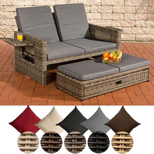 Clp Polyrattan 2er Loungesofa Ancona 5mm I Rundrattan Garten Sofa Mit Ausziehbarem Fussteil Und Verstellbarer Ruckenlehne I Grau Meliert Eisengrau Amazon De Kuche Haushalt
