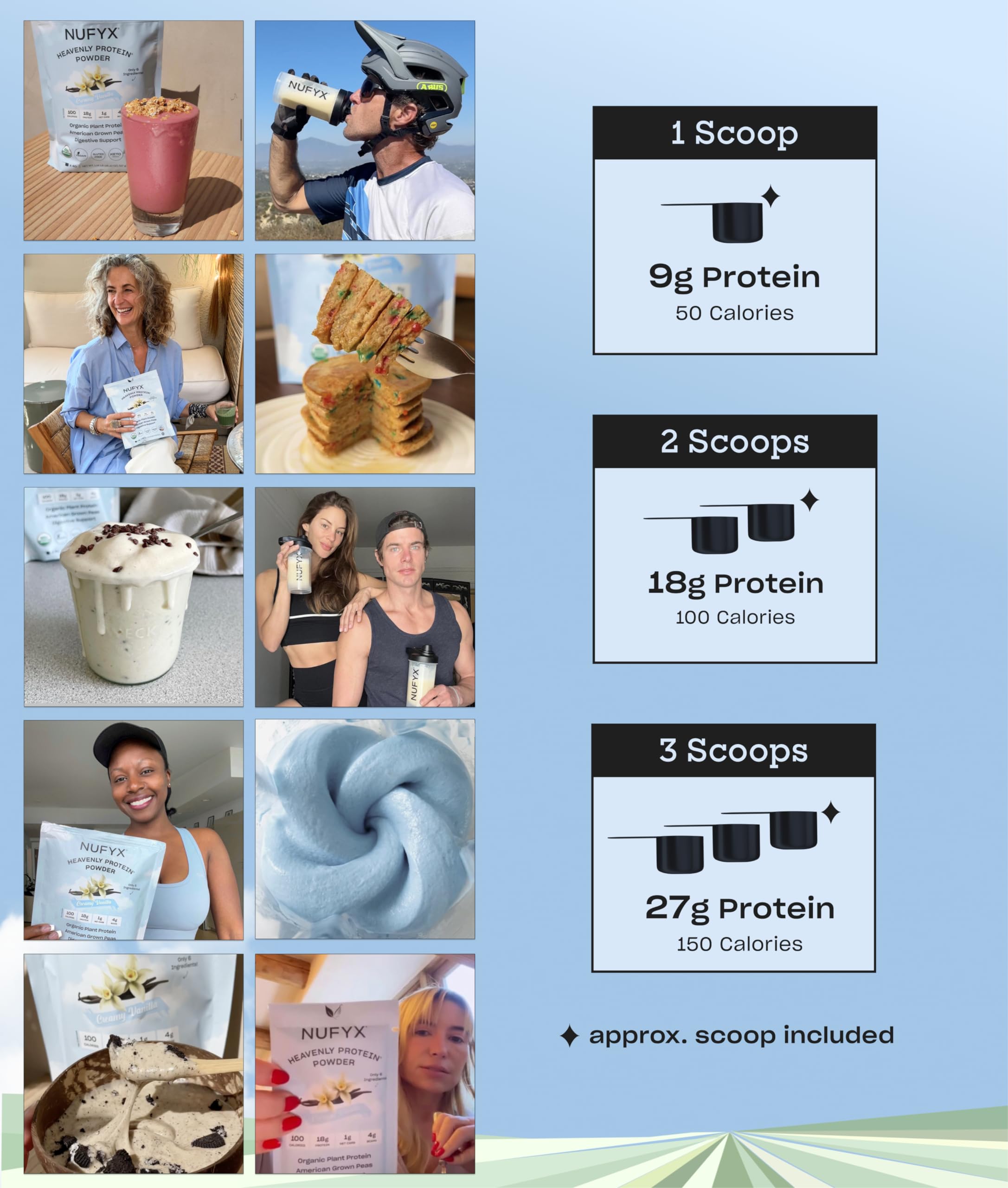 NUFYX® • Heavenly Protein® Powder • World’s Finest 100% Organic American Grown Peas • Vegan • Gluten Free • Low Carb (Creamy Vanilla, 20 Scoops)