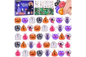 LEEHUR 40Packs Halloween Mochi Squishy Toys for Kids Halloween Party Favors Goodie Bags Fillers Stuffers Squishies Halloween Treats Bags Gifts Squishy Fidget Toys Stress Relief Squeeze Toys Prizes for Kids