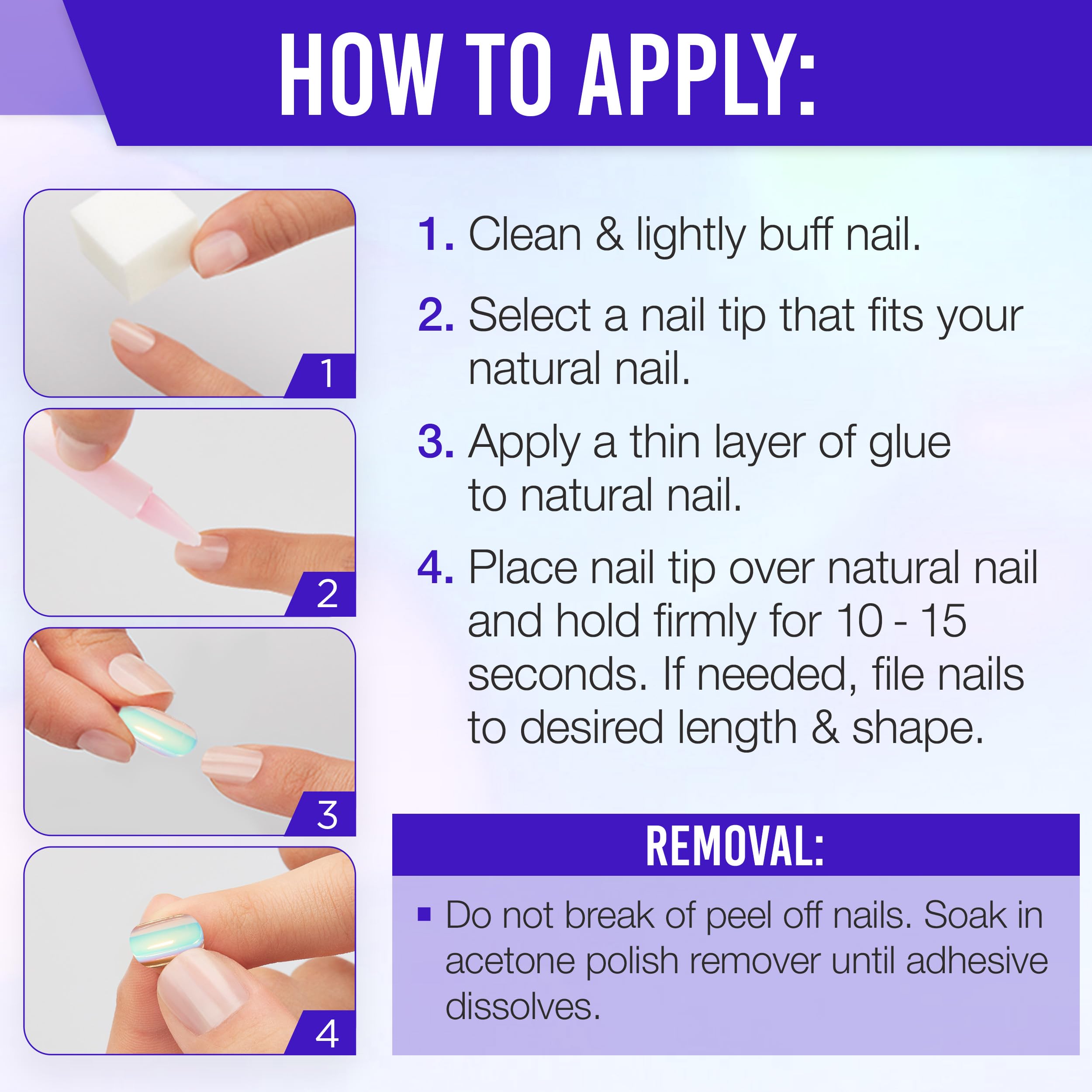 Ardell Nail Addict Chrome Aura, Press On Nails, Short Square Shape, Nail Kit, 1-Pack - Image 5