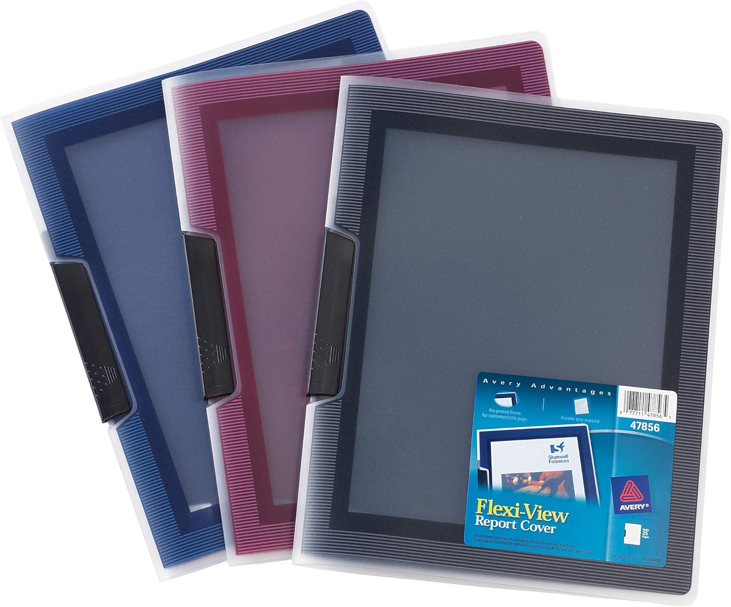 Avery Flexi-View Report Cover with Swing Clip, Non-Lift Print, Assorted, Color Will Vary, 1 Cover (47856) : Business Report Covers : Office Products