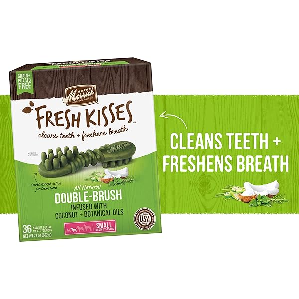 MERRICK FRESH KISSES NATURAL DENTAL CHEWS INFUSED WITH COCONUT AND BOTANICAL OILS FOR SMALL DOGS 15-25 LBS – 36 CT. BOX