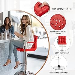 Yaheetech Bar Stools Set of 2, PU Leather