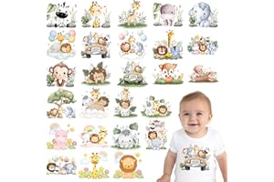 Falueqg 26pcs Forest Animal Iron On Transfers - DTF Transfers Ready to Press, Cute Iron on Decals Stickers for Baby Bodysuit, Heat Transfer Vinyl for Baby Onesie Bibs Decorating Kit