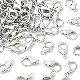 LiQunSweet 1000pcs Zinc Alloy Curved Lobster Clasps Platinum Color Plated Nickel Free Lobster Claw Clasps 14x8mm for Jewelry Making Necklace Bracelet DIY Crafting Findings