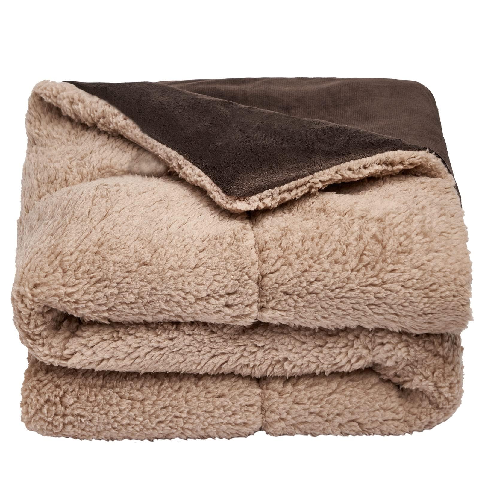 Brentfords Dog Blanket Large Sherpa Soft Fluffy Warm Pet Dog Blankets Washable Animal Cat Kitten Kennel Mat Warm Throw Over Plush Fleece, Chocolate Brown - 75 x 110cm