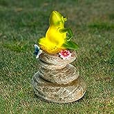 Ovewios Solar Garden Statues Outdoor Frog Decor, Garden Sculptures Stones Solar Statue Novelty Yoga Frog Figurine Decoration for Patio Yard Porch Art Home Decor